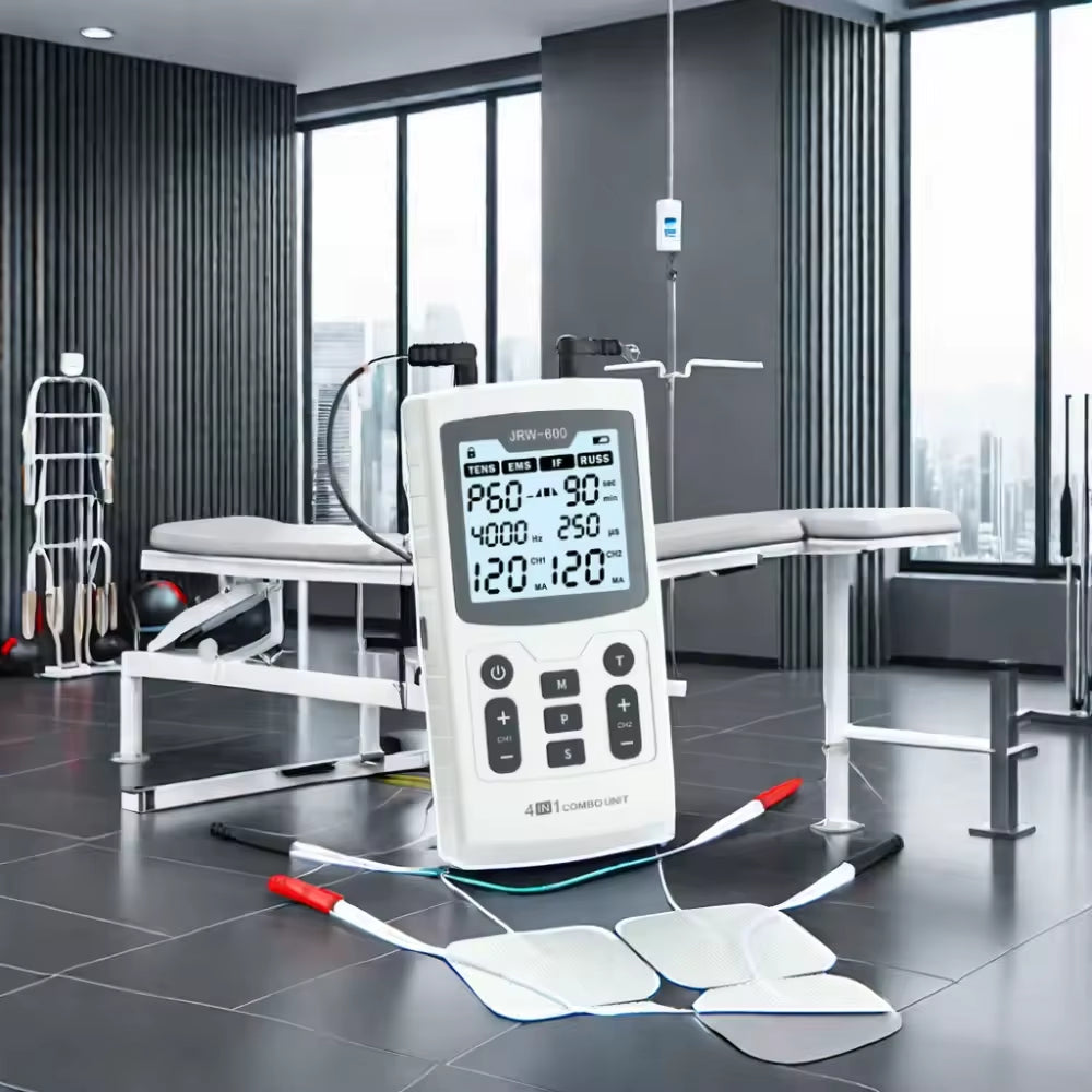 4 in 1 Electric Muscle Stimulator Interferential High-Frequency Physiotherapy Device IFT RUSS TENS Pulse Electrostimulator