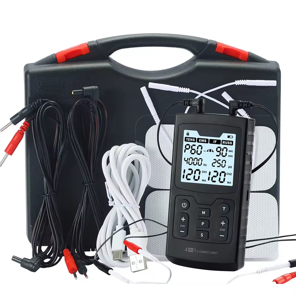 4 in 1 Electric Muscle Stimulator Interferential High-Frequency Physiotherapy Device IFT RUSS TENS Pulse Electrostimulator