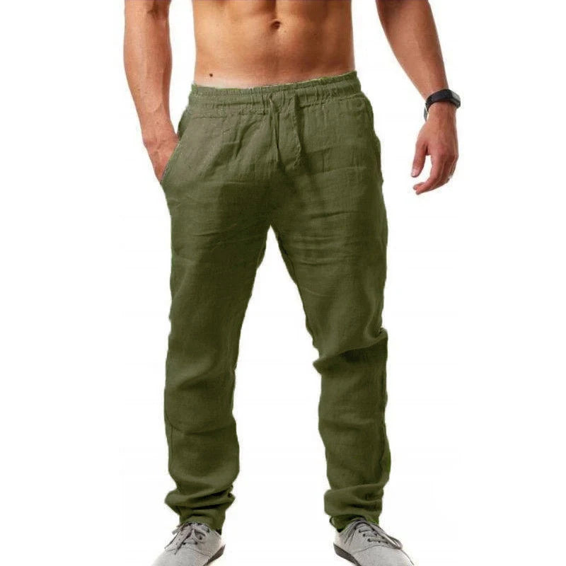 Gym Pants Solid Cotton Linen