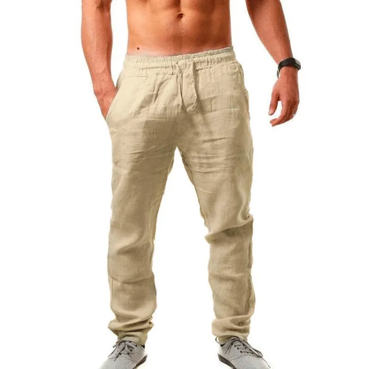 Gym Pants Solid Cotton Linen