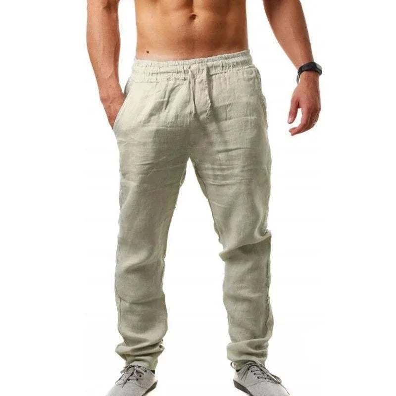 Gym Pants Solid Cotton Linen