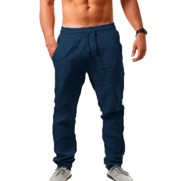 Gym Pants Solid Cotton Linen