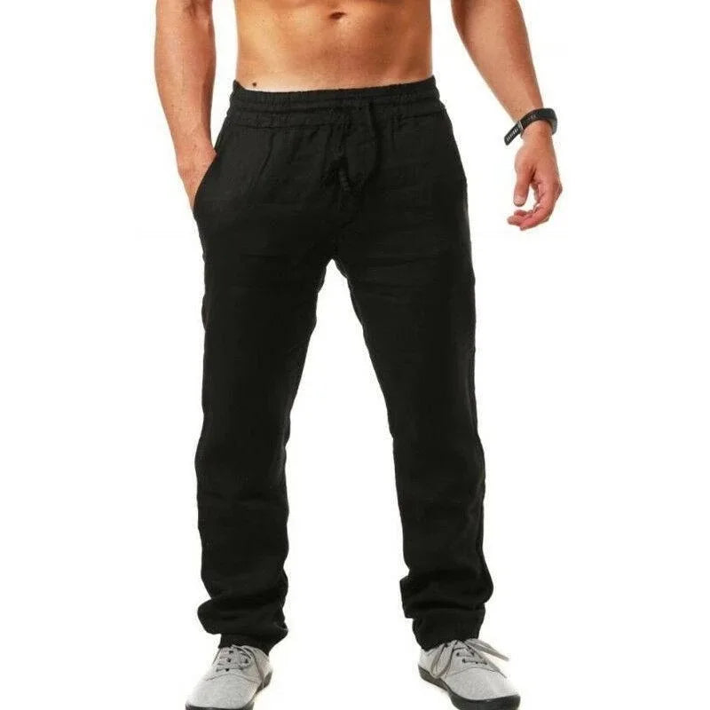 Gym Pants Solid Cotton Linen