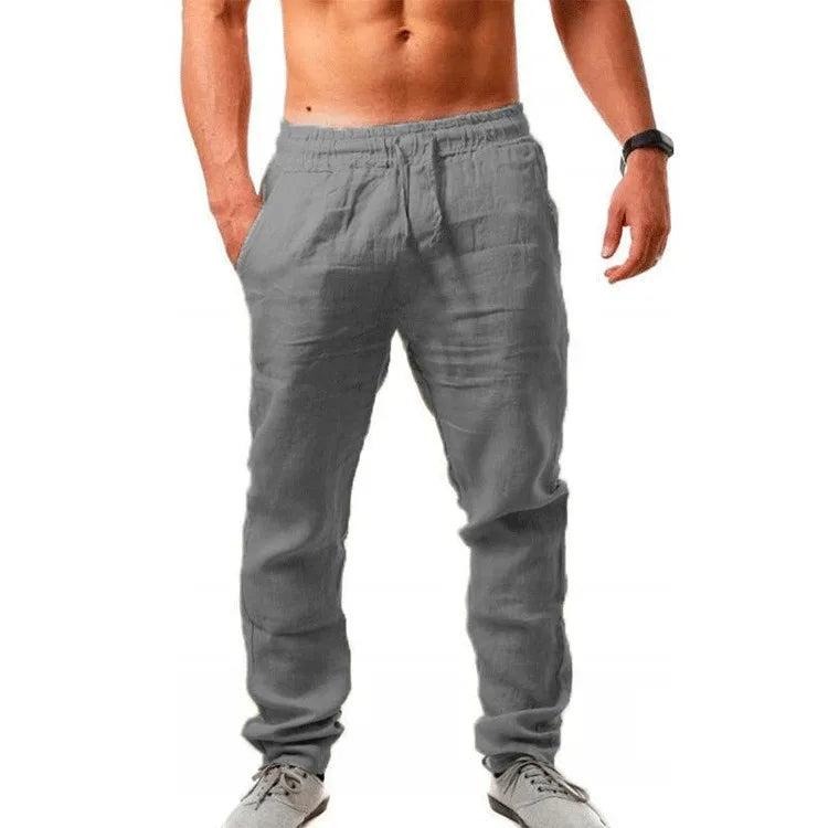 Gym Pants Solid Cotton Linen