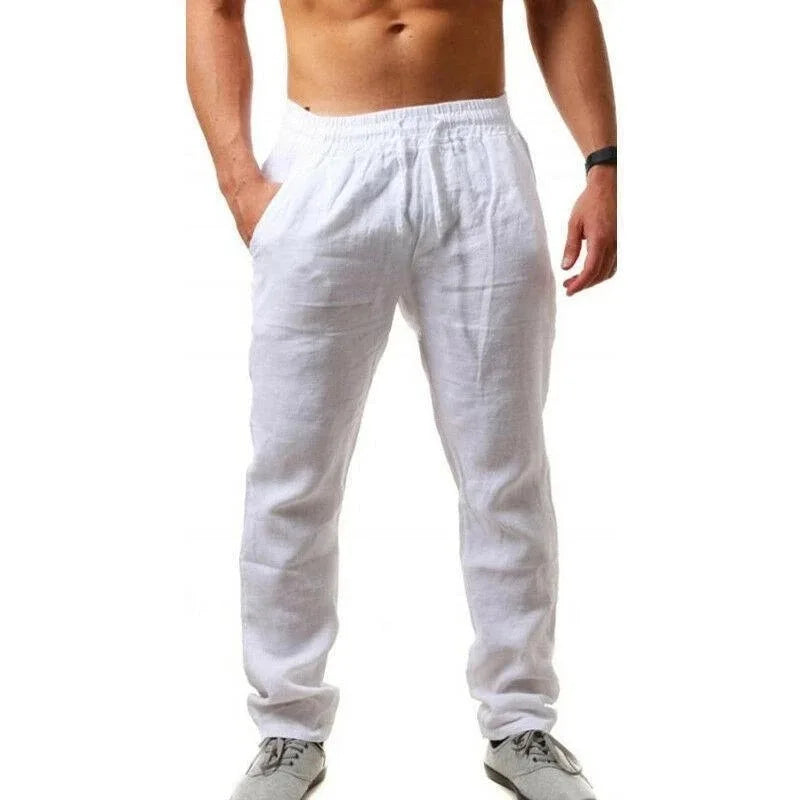 Gym Pants Solid Cotton Linen