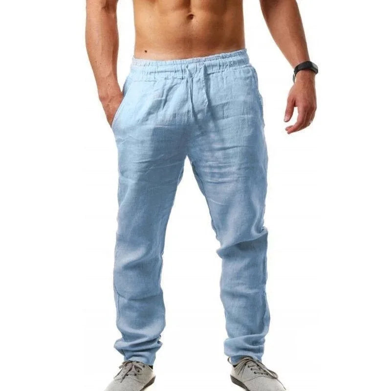 Gym Pants Solid Cotton Linen
