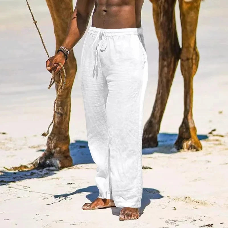 Gym Pants Solid Cotton Linen