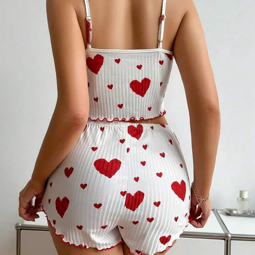Pajama Set Knitted Love Printed