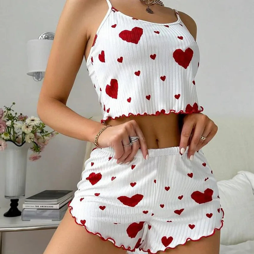 Pajama Set Knitted Love Printed