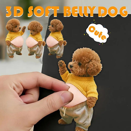 3PCS 3D Teddy Dog Belly Stickers