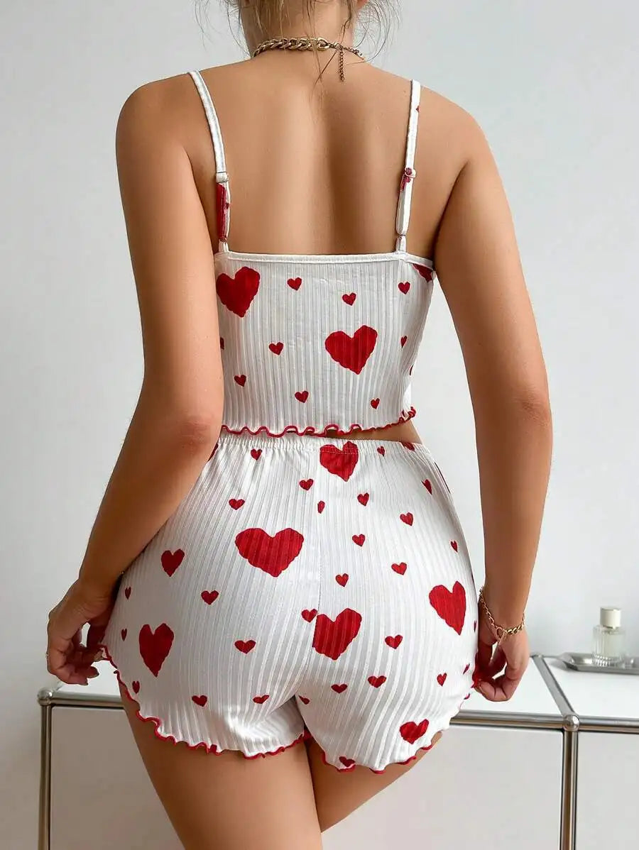 Pajama Set Knitted Love Printed