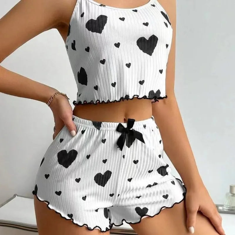 Pajama Set Knitted Love Printed