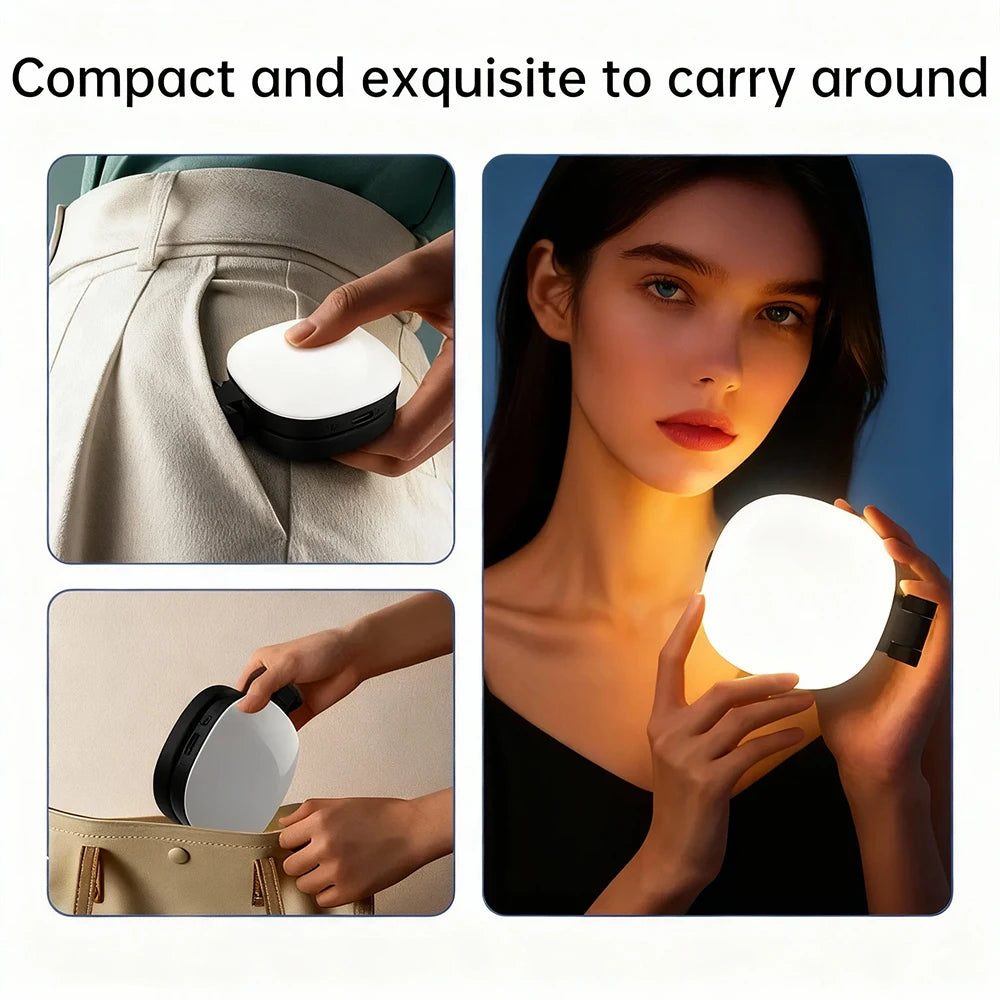Magnetic Multi-functional Mobile Phone Selfie Mirror Mini Fill light Three-colour Adjustable Reversible Fill Light For Video
