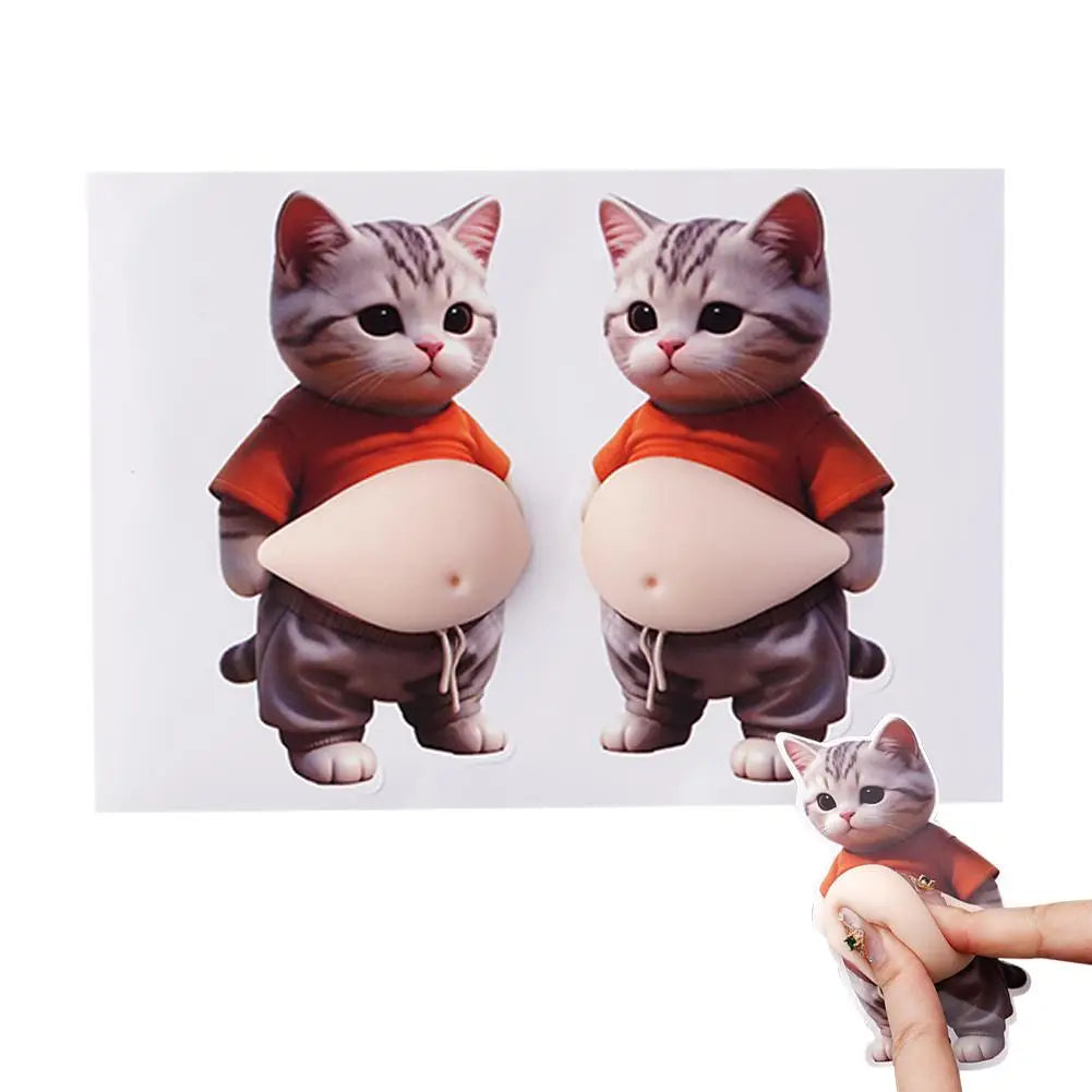 3PCS 3D Teddy Dog Belly Stickers