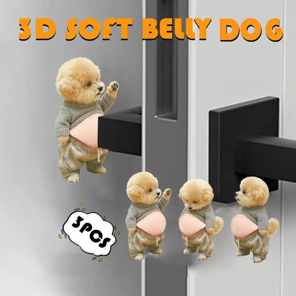 3PCS 3D Teddy Dog Belly Stickers