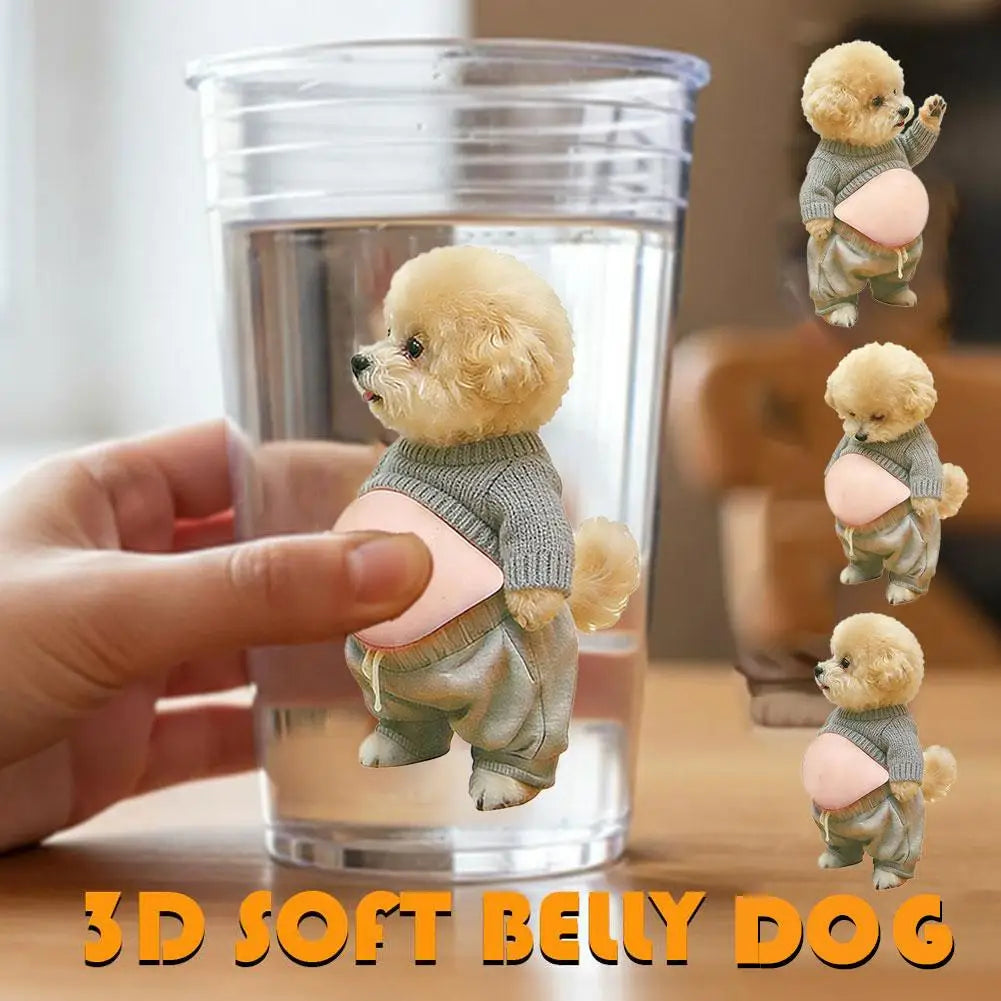 3PCS 3D Teddy Dog Belly Stickers