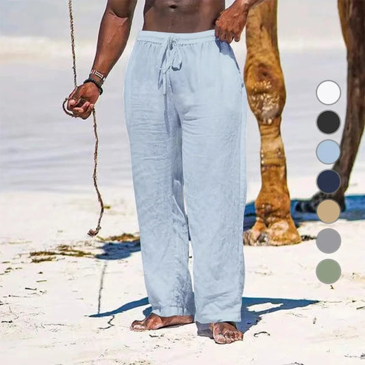 Gym Pants Solid Cotton Linen