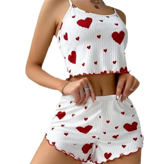 Pajama Set Knitted Love Printed