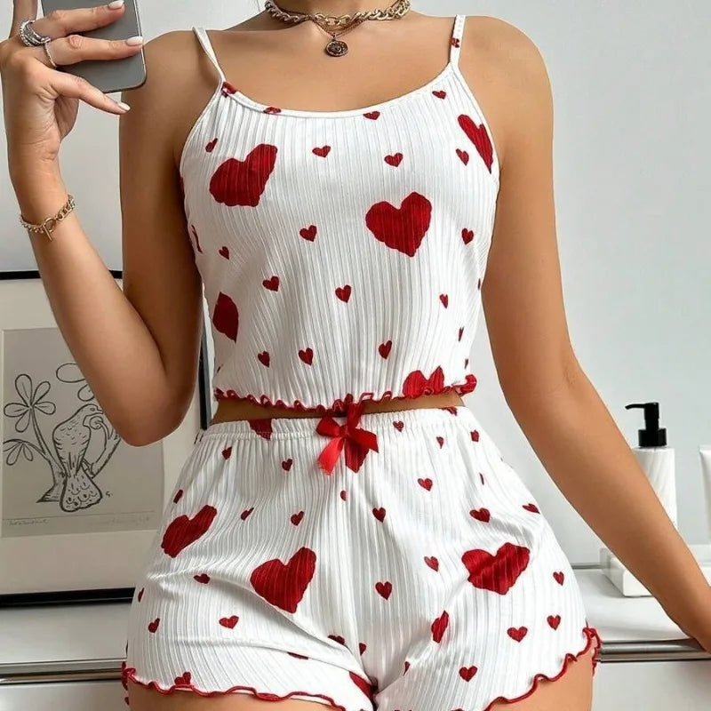 Pajama Set Knitted Love Printed