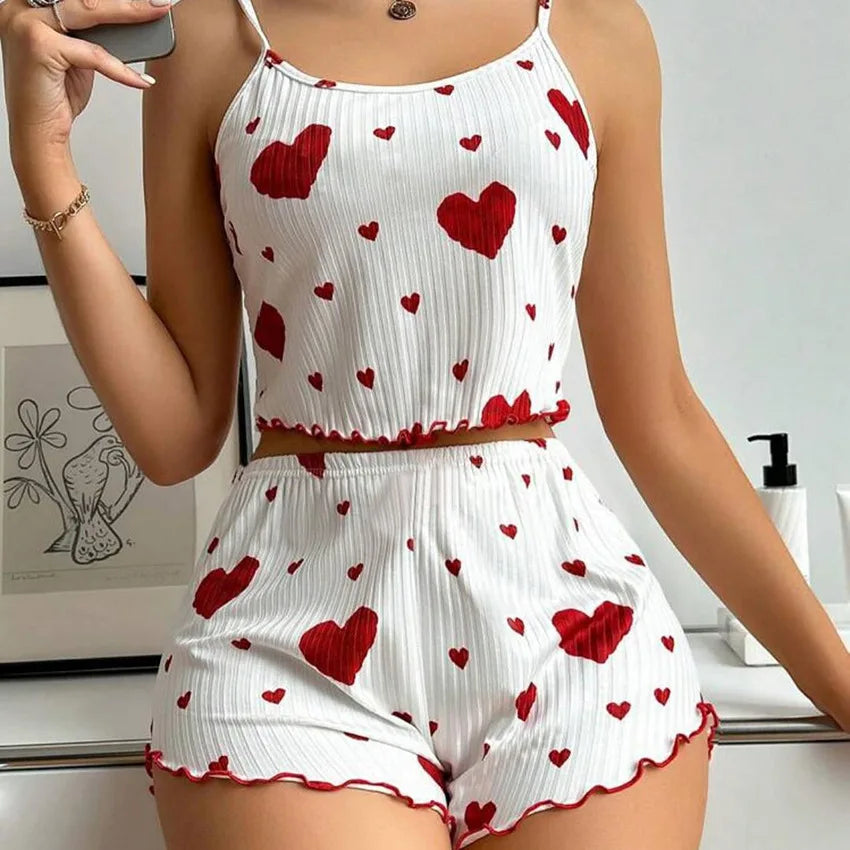 Pajama Set Knitted Love Printed