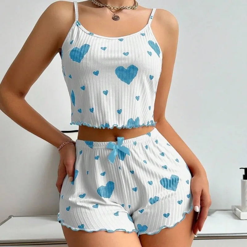 Pajama Set Knitted Love Printed