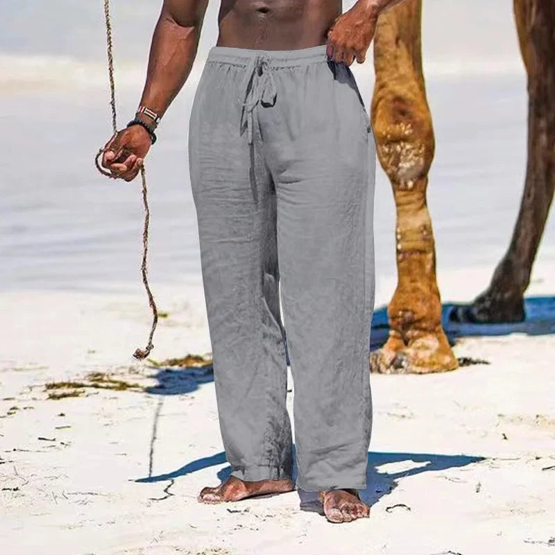 Gym Pants Solid Cotton Linen